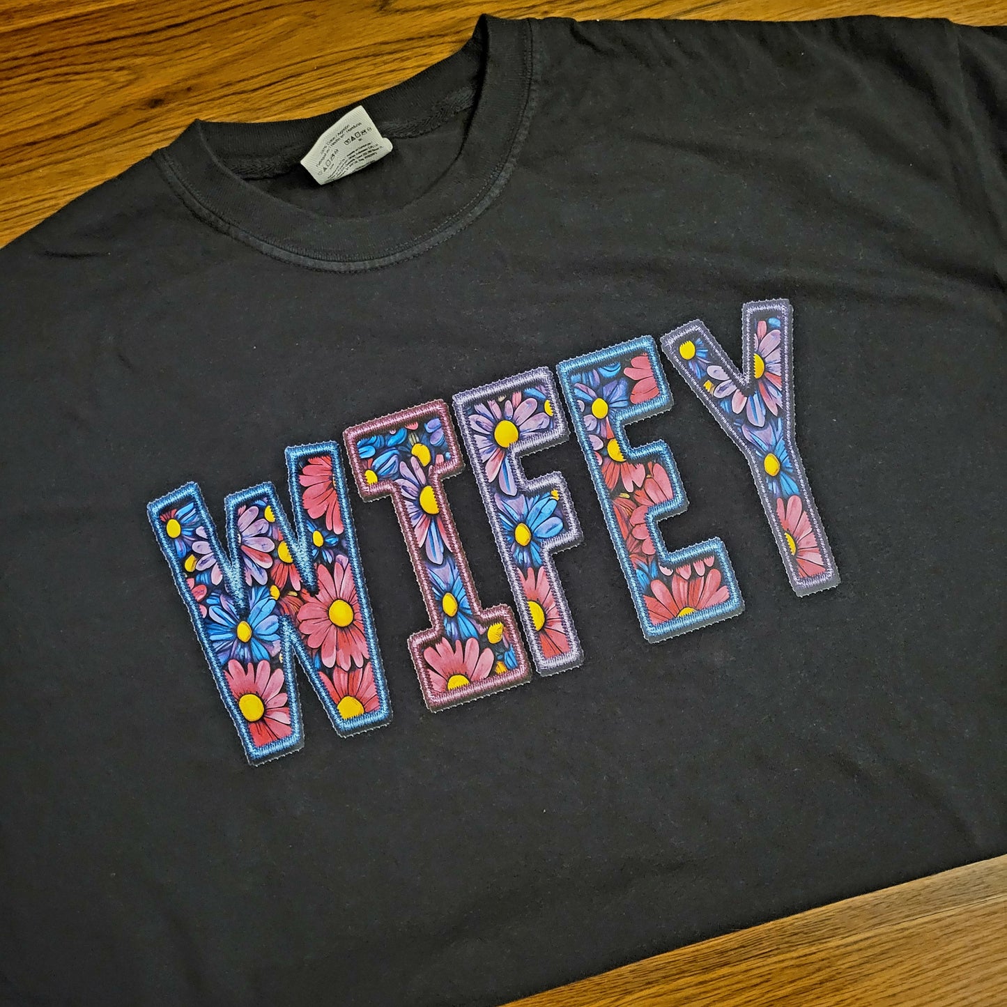 Wifey faux embroidery