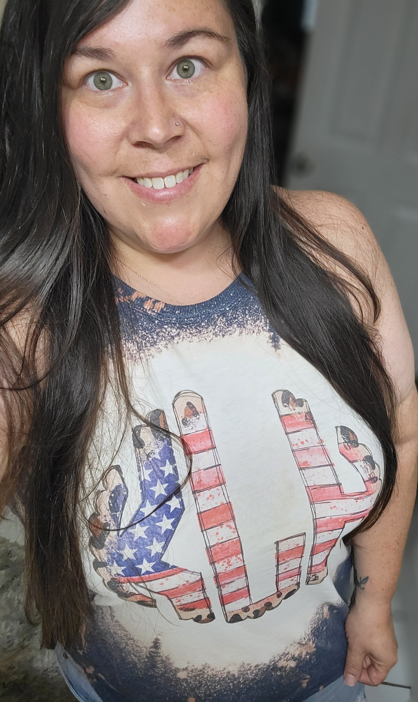 Leopard/flag mono tank