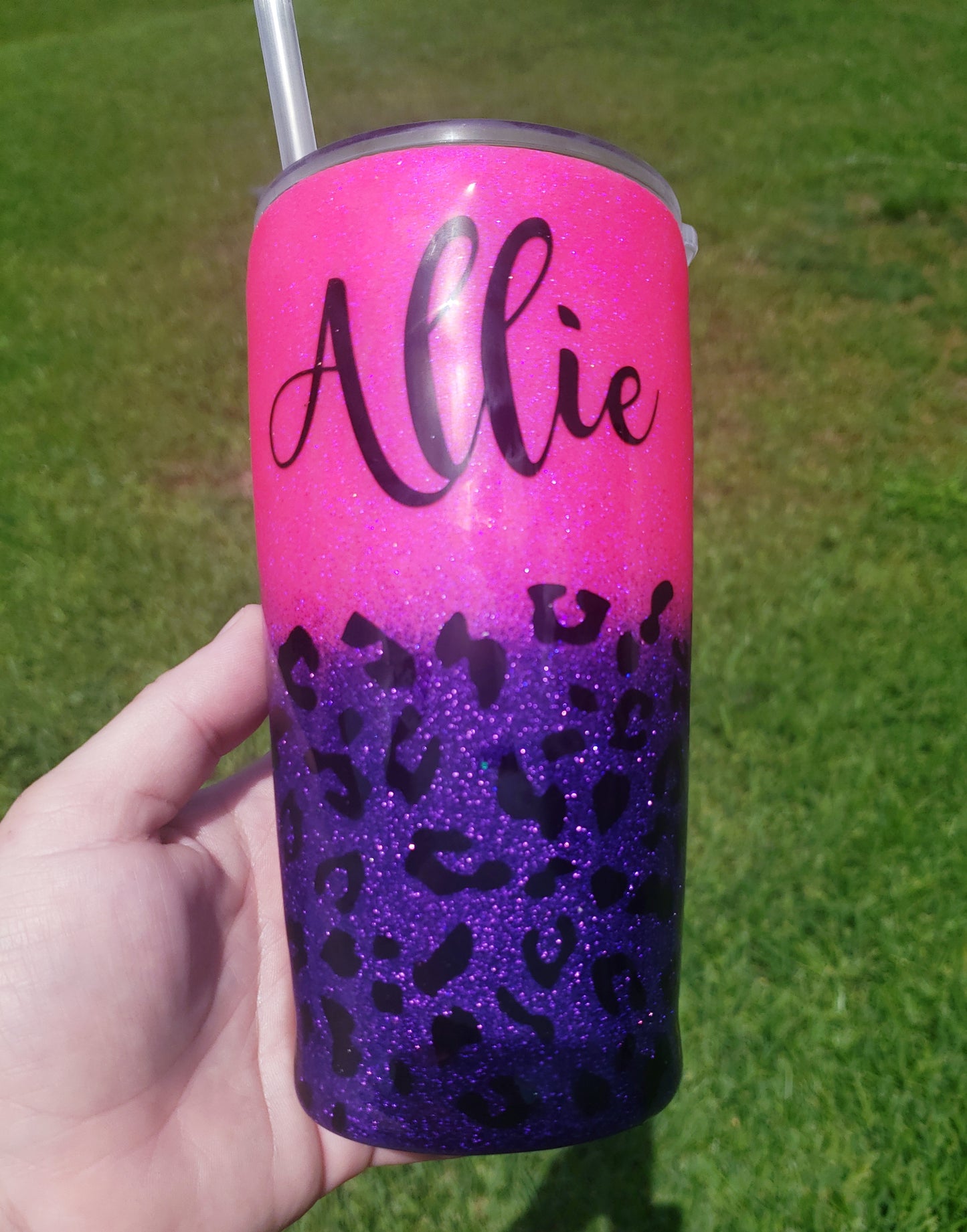 Leopard Print Name Tumbler