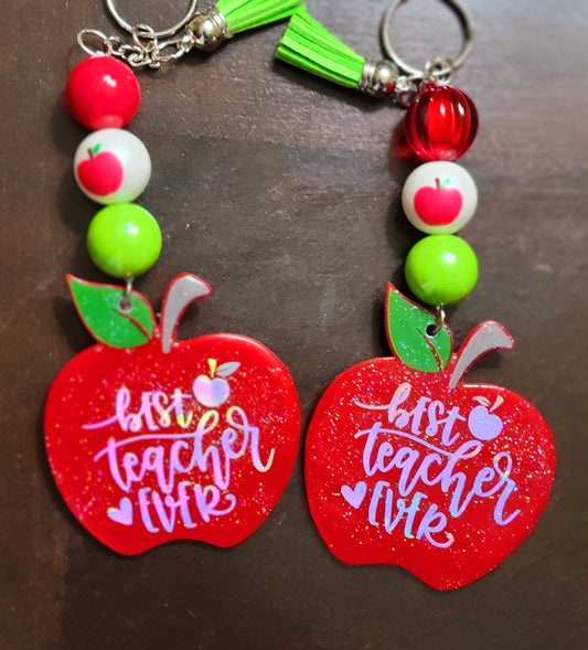 Teacher apple keychain