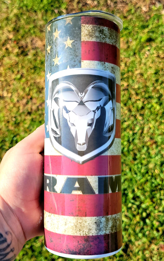 Ram American flag tumbler