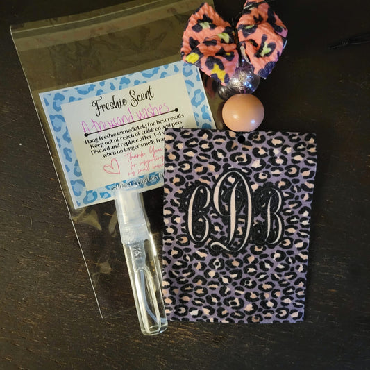 Rose gold and purple leopard felt freshie